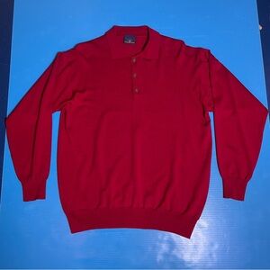 Ermenegildo Zegna Men's Long-Sleeve red Polo Sweater - 100% wool merino - Italy